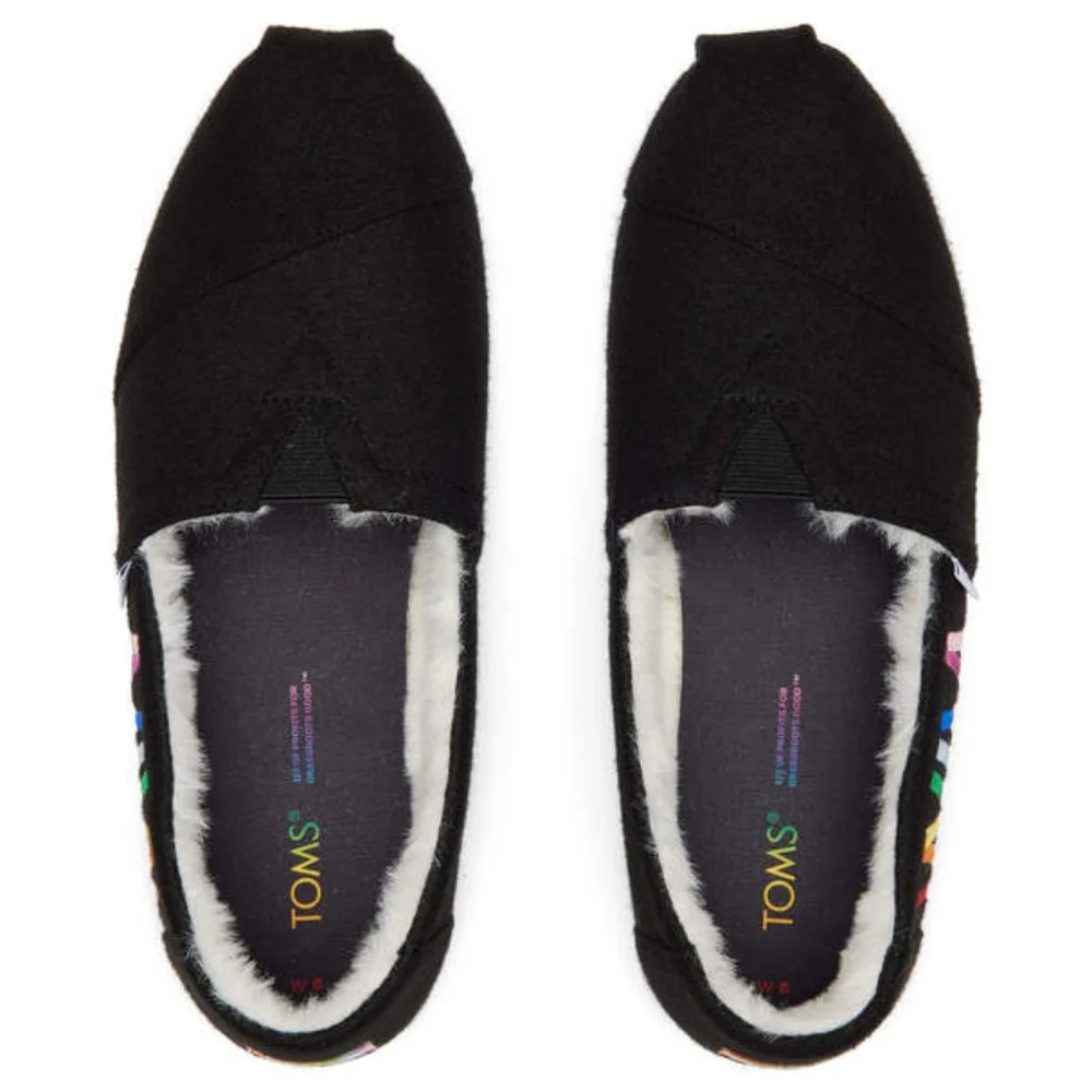 👣TOM'S🩷 ALPARGATA Unity Rainbow Slip On Sherpa Lined Espadrilles